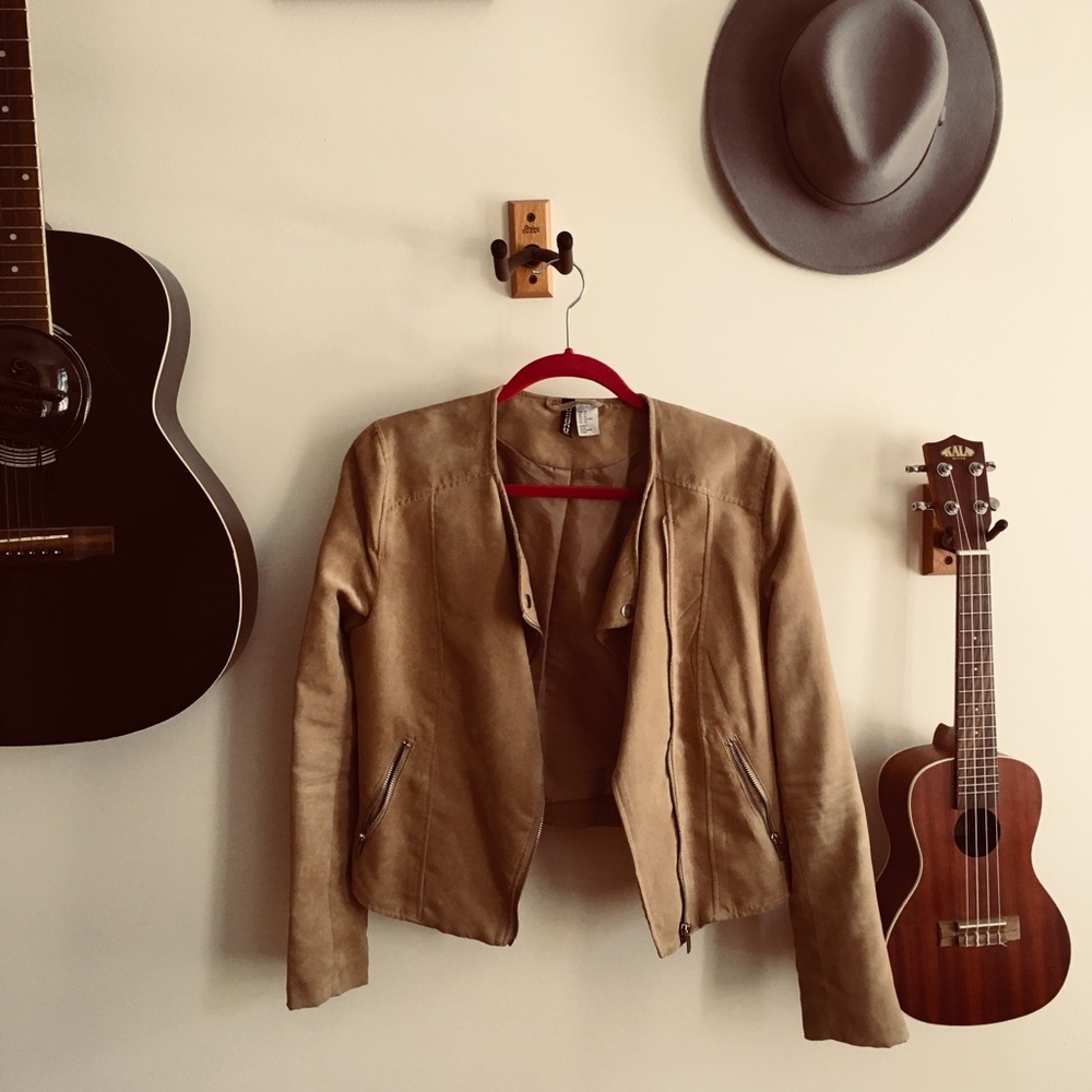 Faux Suede Biker Jacket